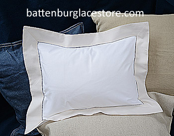 Baby Pillow Sham.White with Shell color border.12x16" pillow.